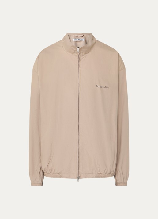 Acne Studios Windjack met logo- en backprint - voorkant donkerbeige