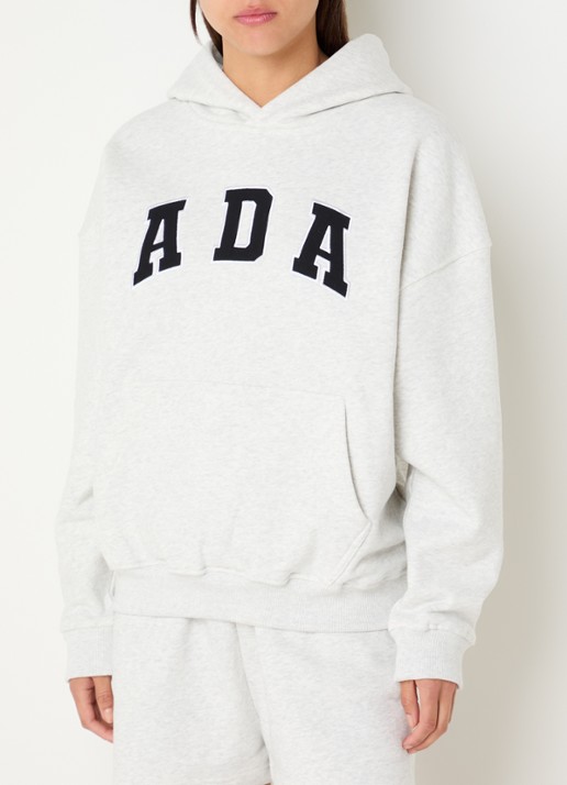 Adanola Ada sweater met logoborduring - detail 3 grijsmele
