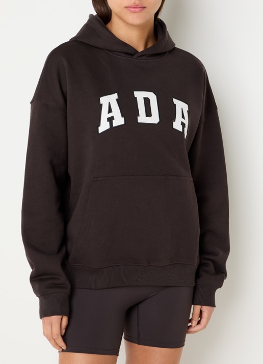 Adanola Ada sweater met logoborduring - detail 3 donkerbruin