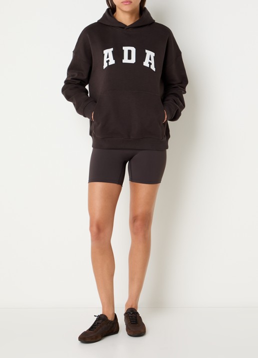 Adanola Ada sweater met logoborduring - voorkant 2 donkerbruin
