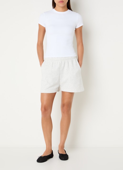 Adanola High waist wide fit korte joggingbroek met steekzakken - voorkant 2 grijsmele