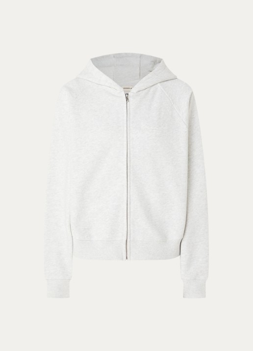 Adanola Sweatvest met gemêleerd dessin - voorkant 2 grijsmele