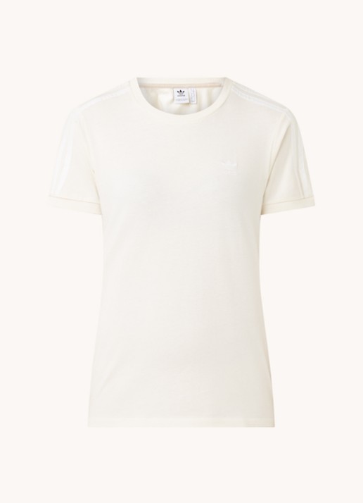 adidas 3 Stripes T-shirt met logoborduring - voorkant 3 gebroken wit