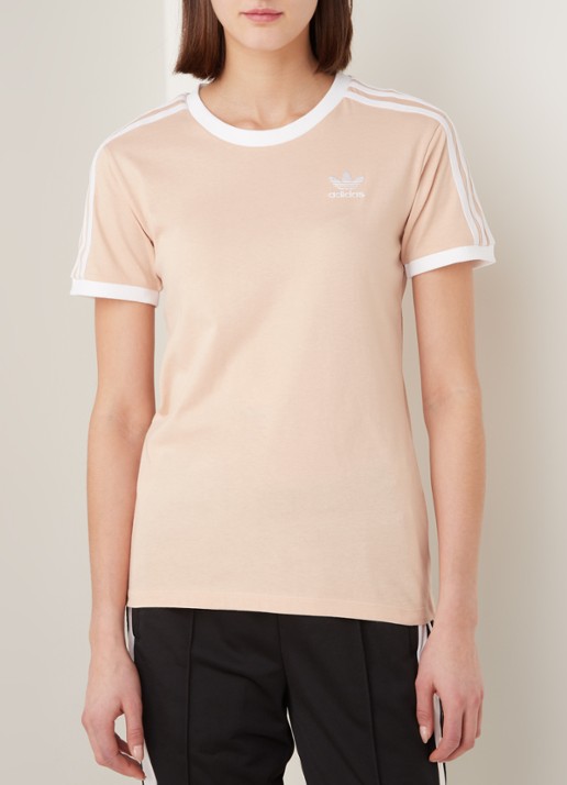 adidas 3 Stripes T-shirt met logoborduring - detail zalmroze