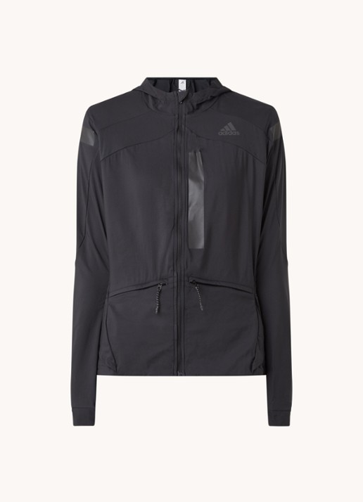 adidas Marathon packaway hardloop jack met capuchon - voorkant 3 zwart