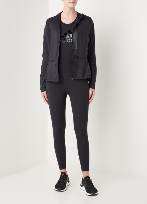 adidas Marathon packaway hardloop jack met capuchon - voorkant 4 zwart