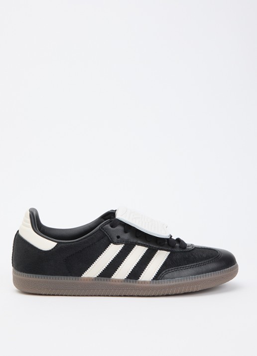 Adidas Samba LT sneaker van leer met ponyhair - voorkant zwart