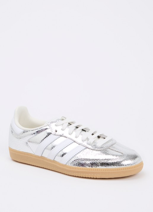 Adidas Samba OG sneaker van leer met lakfinish - voorkant 2 zilver