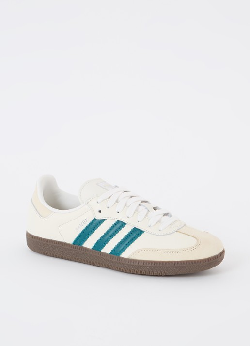 Adidas Samba OG sneaker van leer met suède details  - voorkant 3 creme