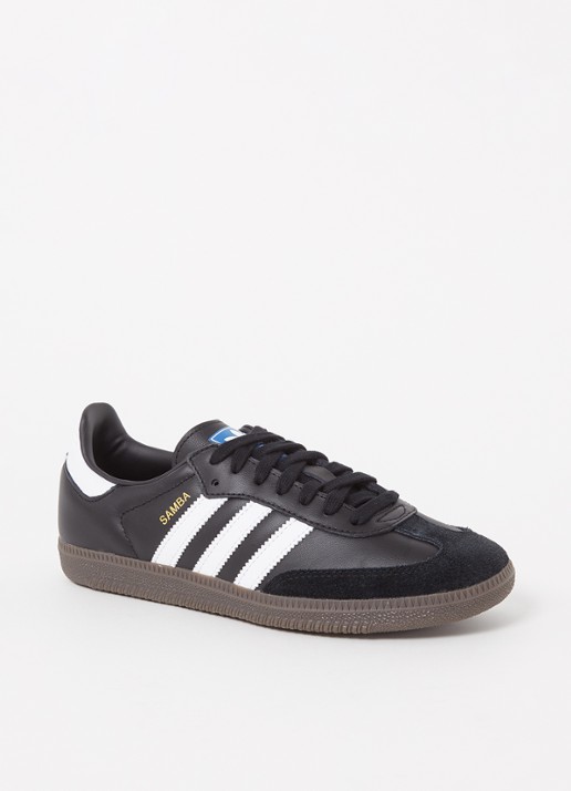 Adidas Samba OG sneaker van leer met suède details  - voorkant diepzwart