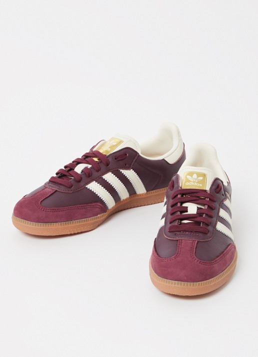 Adidas Samba OG sneaker van leer met suède details  - detail 2 bordeauxrood