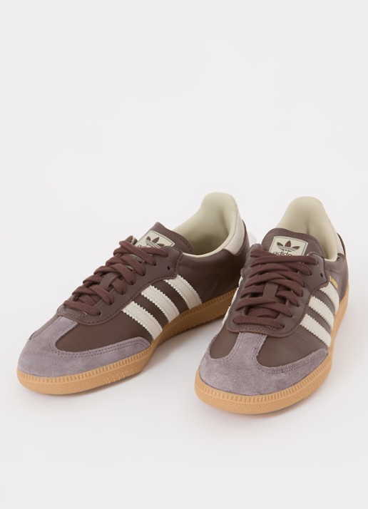 Adidas Samba OG sneaker van leer met suède details  - detail donkerbruin