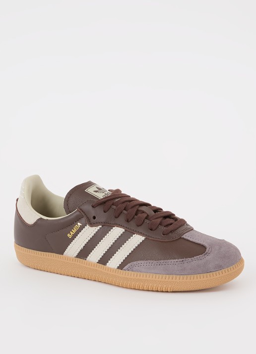 Adidas Samba OG sneaker van leer met suède details  - voorkant 4 donkerbruin