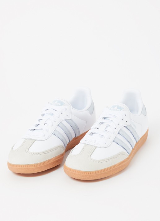 Adidas Samba OG sneaker van leer met suède details  - detail lichtblauw