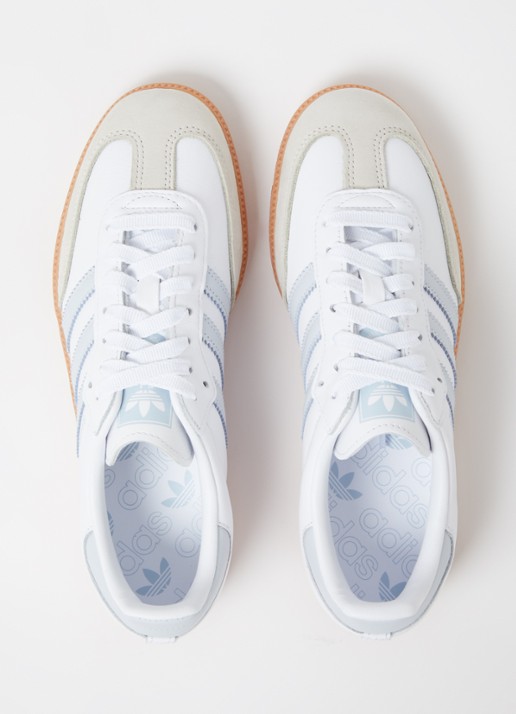 Adidas Samba OG sneaker van leer met suède details  - detail 3 lichtblauw