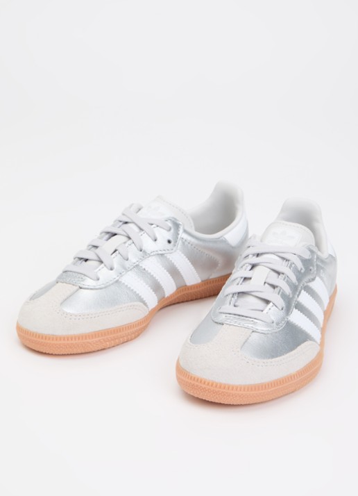 Adidas Samba OG sneaker van leer met suède details - voorkant 4 zilver