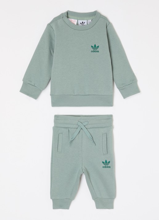 Adidas Set van sweater met joggingbroek 2-delig - voorkant lindegroen