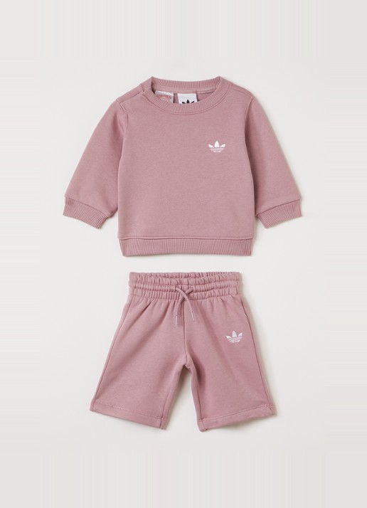 Adidas Set van sweater met korte joggingbroek 2-delig - voorkant roze