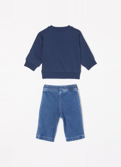 Adidas Set van sweater met straight leg jeans 2-delig - voorkant 2 donkerblauw