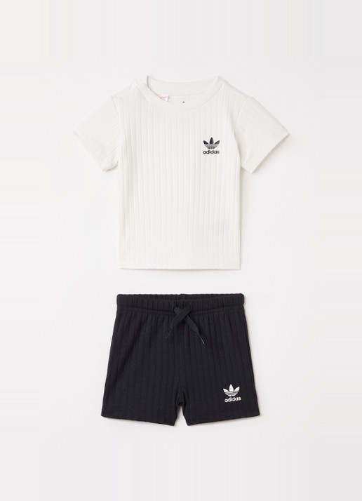 Adidas Set van T-shirt met korte broek 2-delig - voorkant zwart