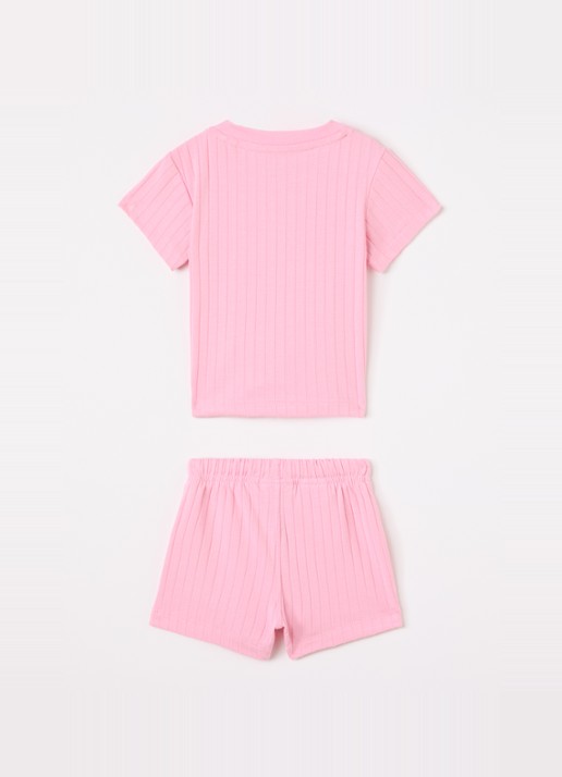 Adidas Set van T-shirt met korte broek 2-delig - voorkant 2 roze