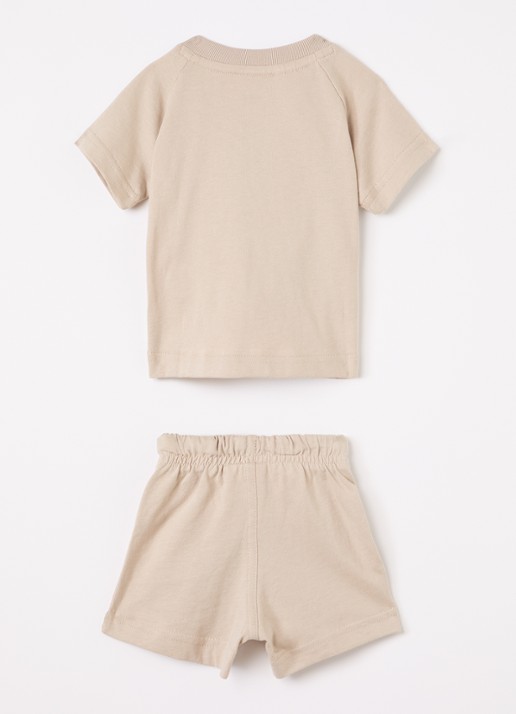 Adidas Set van T-shirt met korte broek 2-delig - voorkant 2 beige