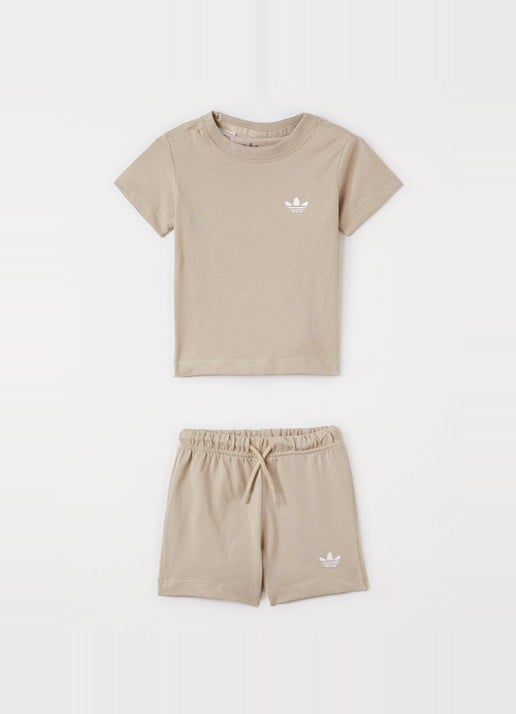 Adidas Set van T-shirt met korte broek 2-delig - voorkant 3 beige