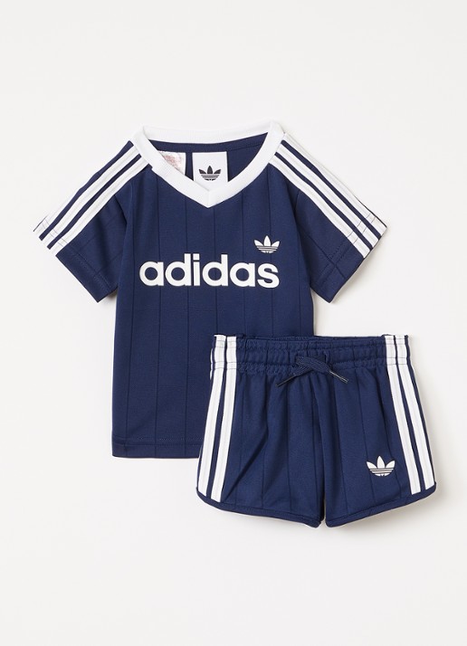 Adidas Set van T-shirt met korte broek 2-delig - voorkant donkerblauw