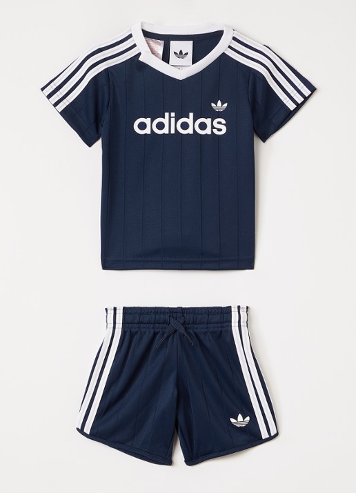 Adidas Set van T-shirt met korte broek 2-delig - voorkant 3 donkerblauw