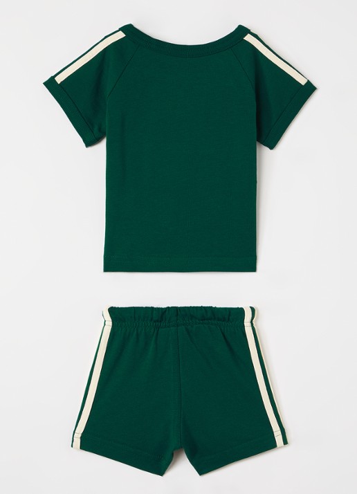 Adidas Set van T-shirt met korte broek 2-delig - voorkant 2 groen