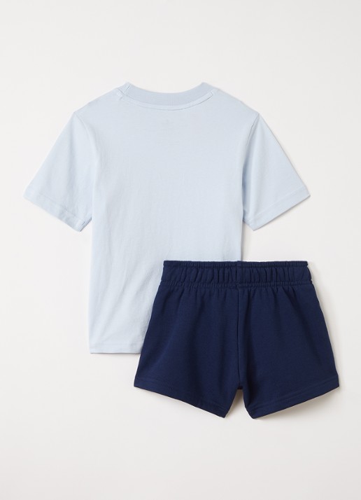 Adidas Set van T-shirt met korte joggingbroek 2-delig - voorkant 2 lichtblauw