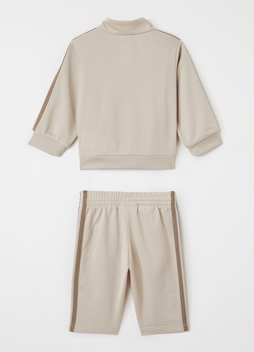 Adidas Set van trackvest met trackpants 2-delig - voorkant 2 beige