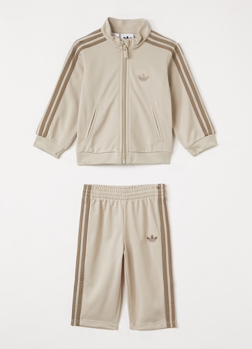 Adidas Set van trackvest met trackpants 2-delig - voorkant 3 beige