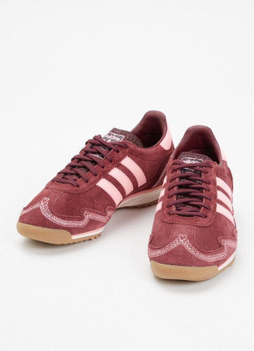 Adidas SL 72 sneaker van suède  - detail bordeauxrood