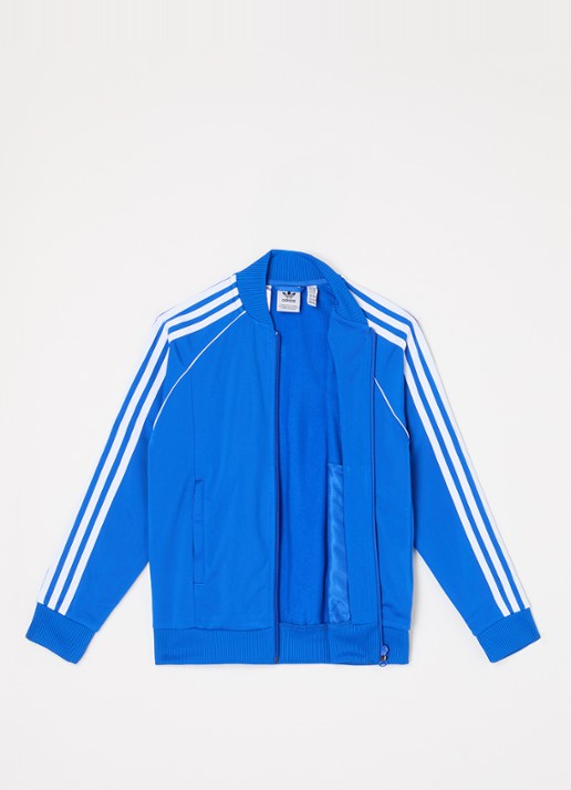 Adidas Superstar trackvest met logo - voorkant 2 kobaltblauw