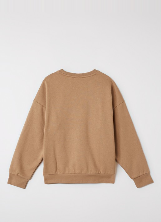 Adidas Sweater met logoborduring - voorkant 2 camel