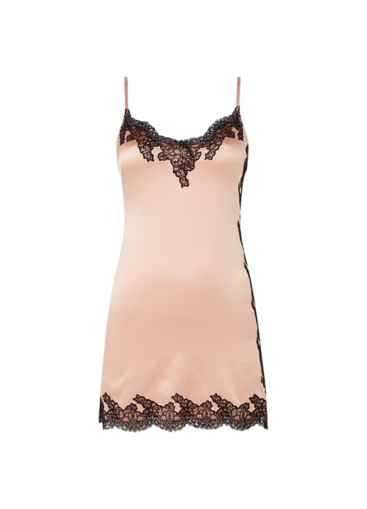 Agent Provocateur Amelea slipdress van zijde met kant - voorkant 4 oudroze