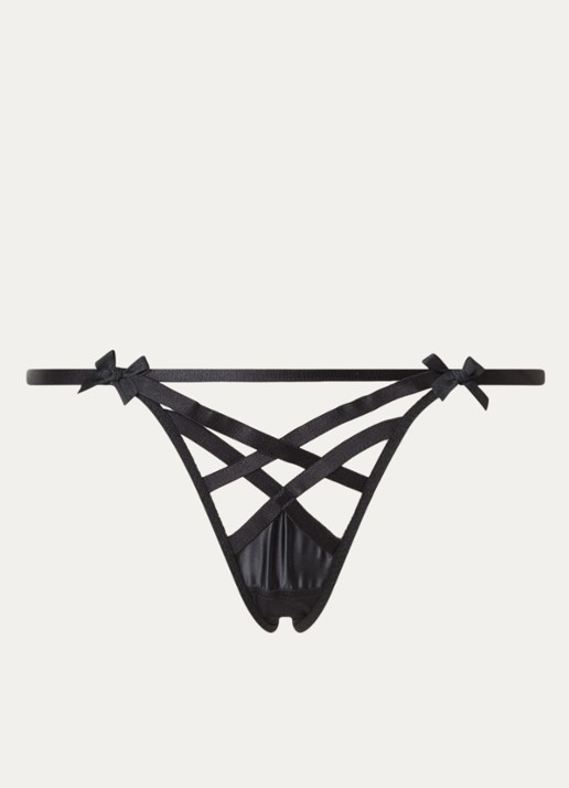 Agent Provocateur Briella string met mesh - voorkant zwart