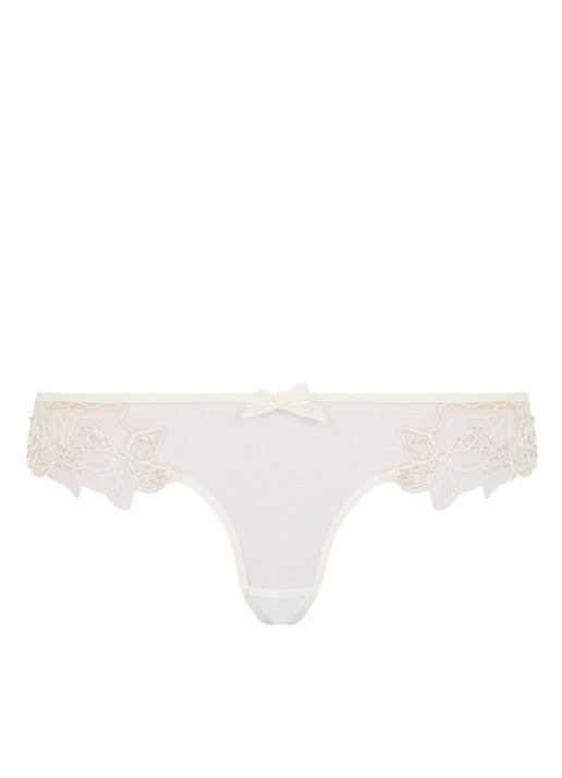 Agent Provocateur Lindie slip met borduring en kralendecoratie - voorkant ivoor