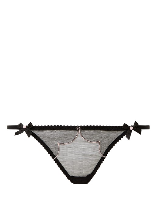 Agent Provocateur Lorna string van mesh met borduring - voorkant zwart