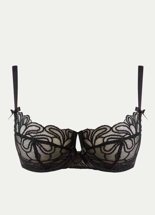 Agent Provocateur Nelle beugel bh van kant met borduring - voorkant 2 zwart