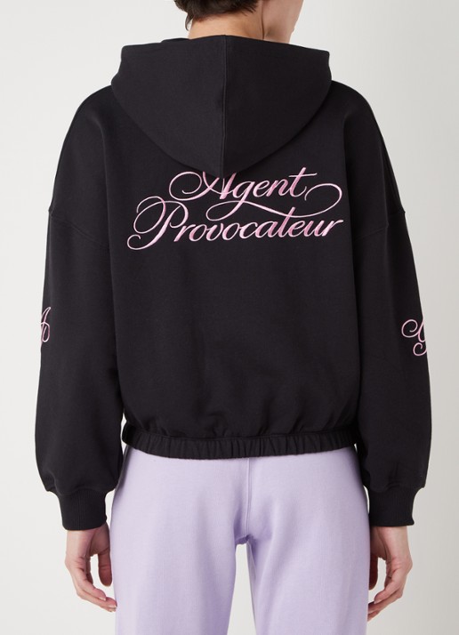 Agent Provocateur Rayley hoodie met rijgdetail en logoborduring - detail 4 zwart