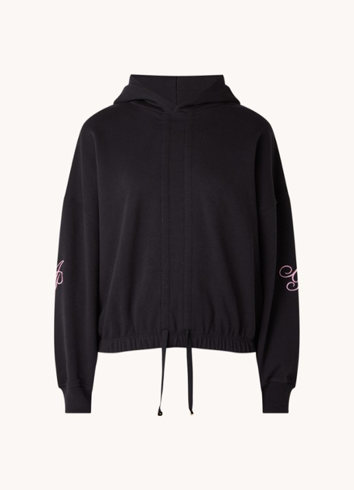 Agent Provocateur Rayley hoodie met rijgdetail en logoborduring - voorkant 2 zwart