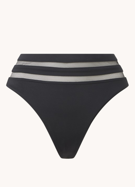 Agent Provocateur Zenaya high waisted brazilian bikinislip met mesh - voorkant zwart