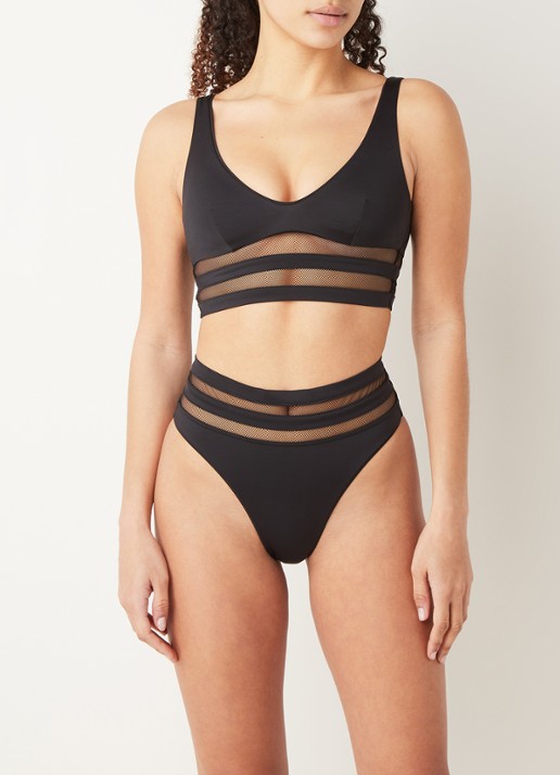 Agent Provocateur Zenaya high waisted brazilian bikinislip met mesh - voorkant 2 zwart