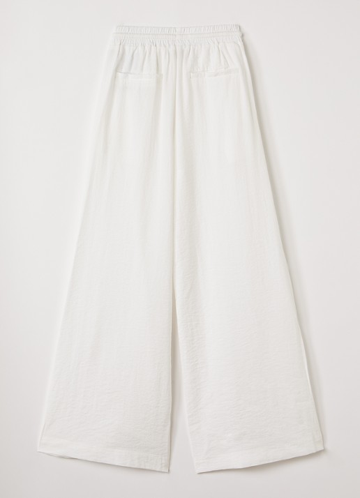 AI&KO Carly wide fit broek met elastische band - voorkant 2 gebroken wit