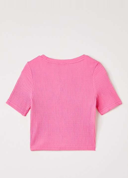 AI&KO Famke T-shirt met ribstructuur - voorkant 2 roze