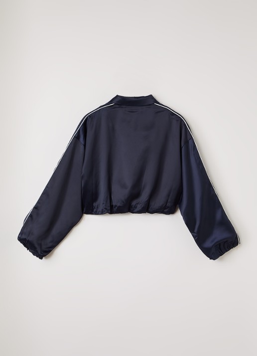 AI&KO Ilka cropped bomberjack van satijn - achterkant 3 donkerblauw
