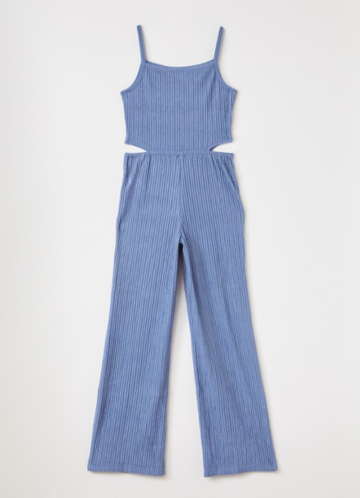 AI&KO Melory loose fit jumpsuit  - voorkant 3 staalblauw