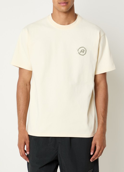 Aiche Broken Pieces T-shirt met logo- en backprint - achterkant 4 gebroken wit